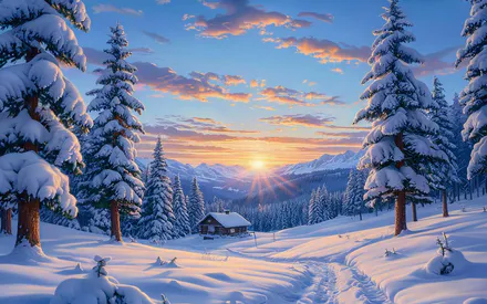 Winter, Forest, Alpine, Home