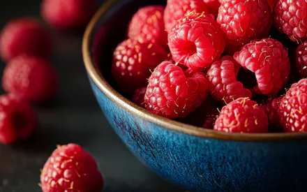 Bowl, Raspberries, Berries, Food, Near