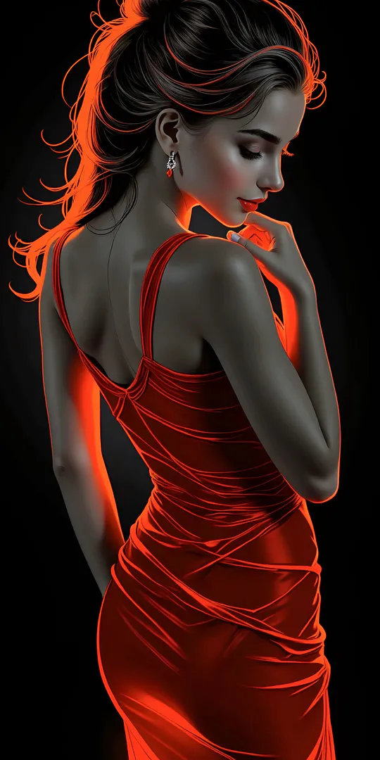 Phone wallpaper: Girl in a red dress