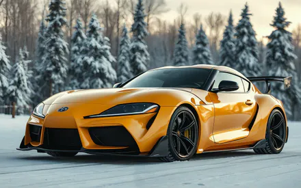 Toyota, Ai Art, Snow, Toyota Supra, Supra, Forest, Yellow
