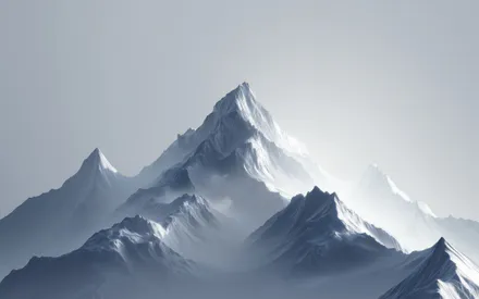 Mountain Range, Light Sky, Haze