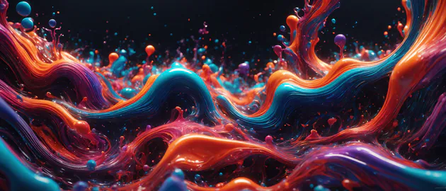 Абстрактный, Жидкая краска, Неон, Глянцевый, Брызги, Текучесть, 3d-рендер, Amoled, AI Art, Ultrawide
