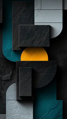 Текстура, Камень, Плитка, Синий, Желтый, Минимализм, Тени, Amoled, AI Art