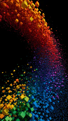 Абстрактный, 3d, Градиент, Спектр, Черный фон, Геометрия, Amoled, Яркость, AI Art
