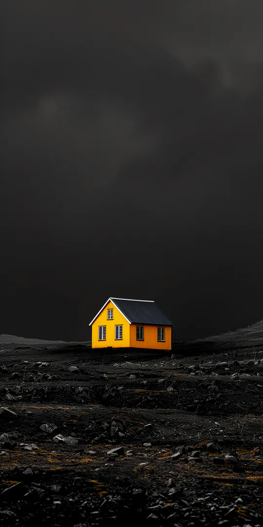 Обои на телефон: Одинокий желтый дом