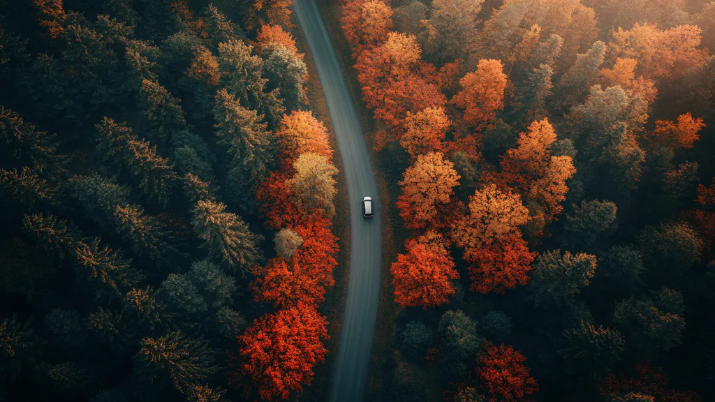 Обои на рабочий стол: Осенняя лесная дорога