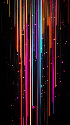 Вертикальні лінії, Неонові кольори, Точки, Цифрове мистецтво, Чорний фон