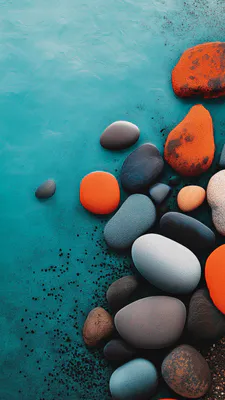 Синий, Оранжевый, Камешки, Гладкий, Текстура, Контраст, Природа, Крупным планом