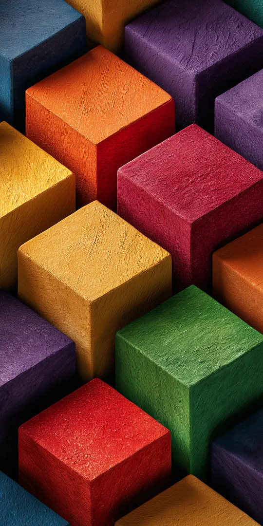 Phone wallpaper: Colorful textured cubes