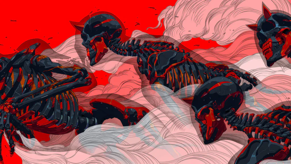 Обои на рабочий стол: Темные механические скелеты