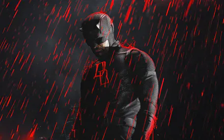 Герой в маске, Черный костюм, Красный свет, Дождь, Темный город, Нуар