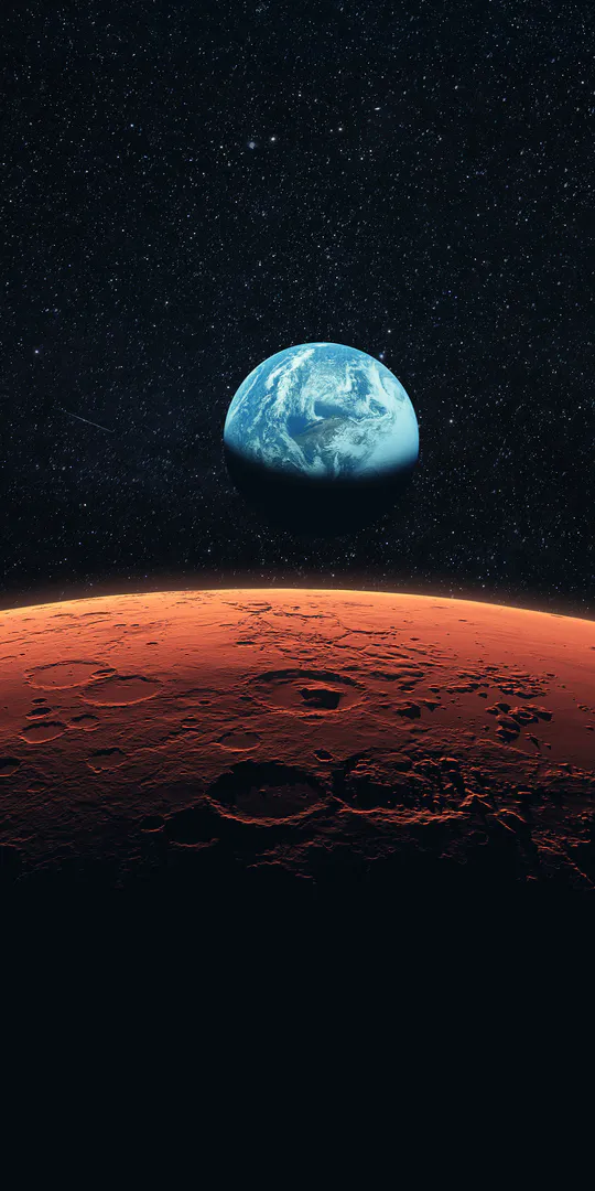 Обои на телефон: Земля над Марсом