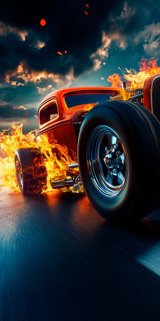 Шпалери на телефон: Палаючий Хотрод