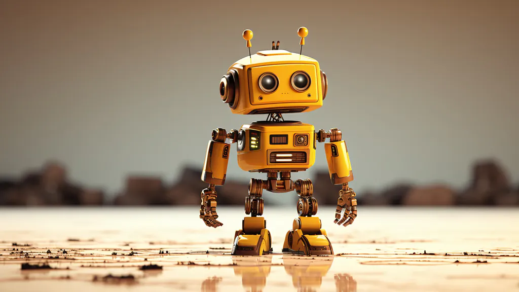 Обои на рабочий стол: Дружелюбный желтый робот