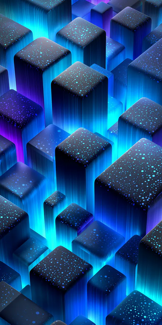 Шпалери на телефон: Сині кубики, що світяться