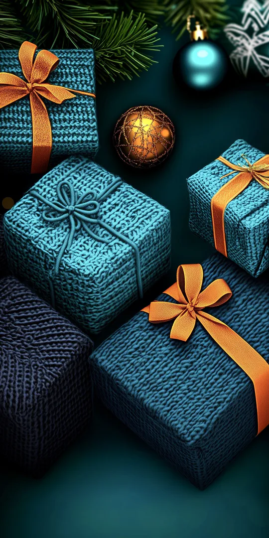 Phone wallpaper: Knitted gift boxes