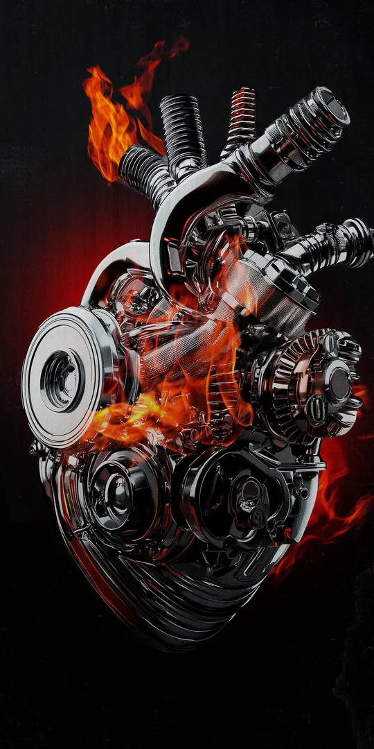 Обои на телефон: Механическое пламя сердца