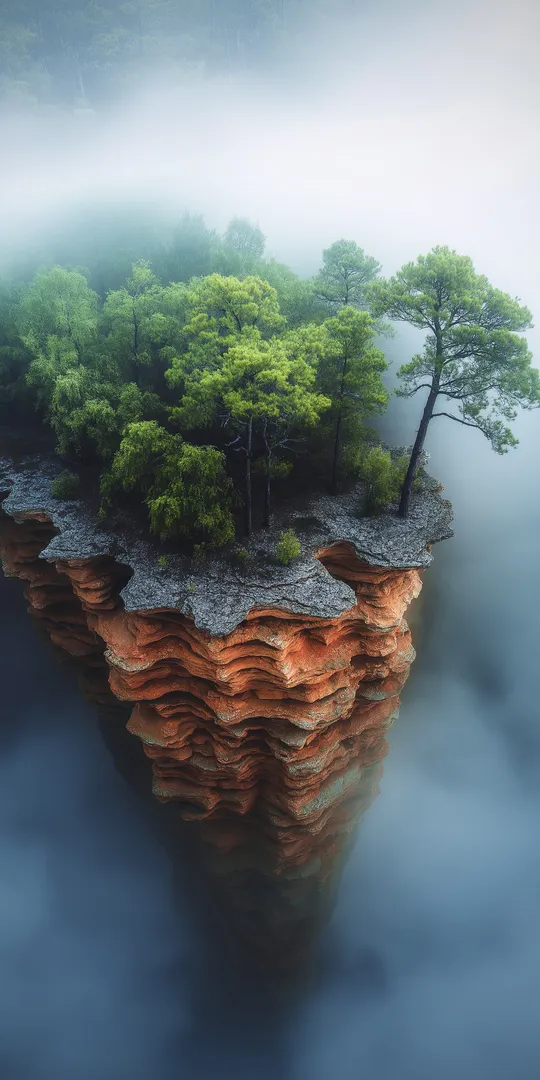 Шпалери на телефон: Туманний лісовий стрімчак