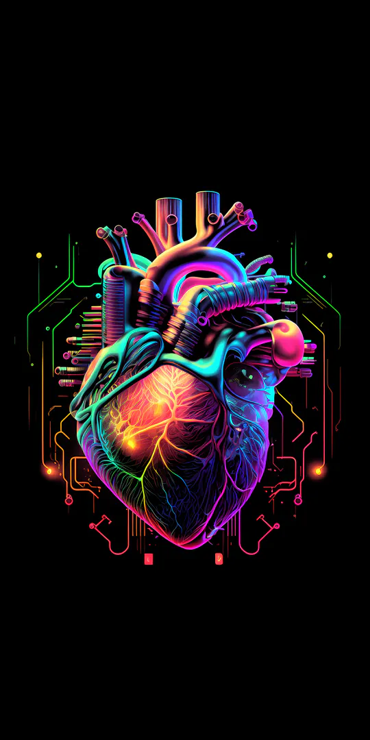 Phone wallpaper: Neon heart chain