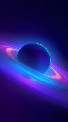 Космос, Планета, Кольца, Синий, Фиолетовый, Звезды, Свечение