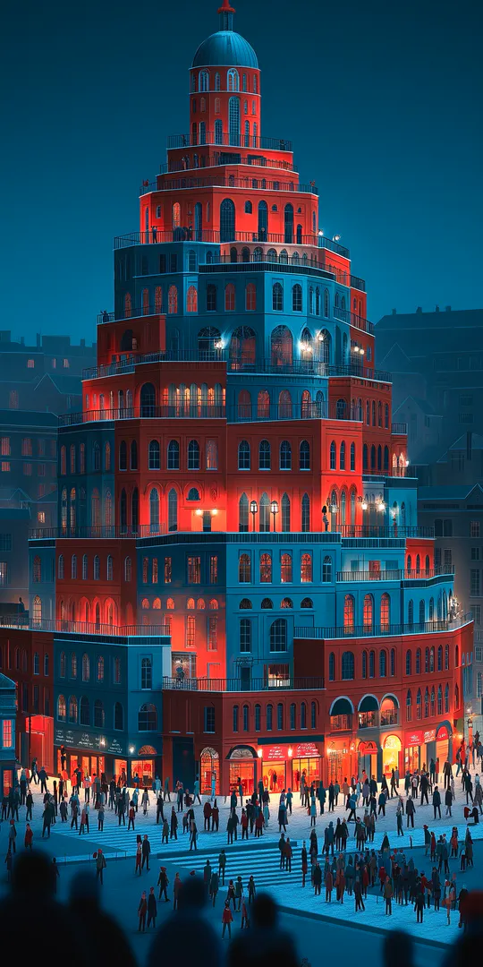 Phone wallpaper: Night city tower