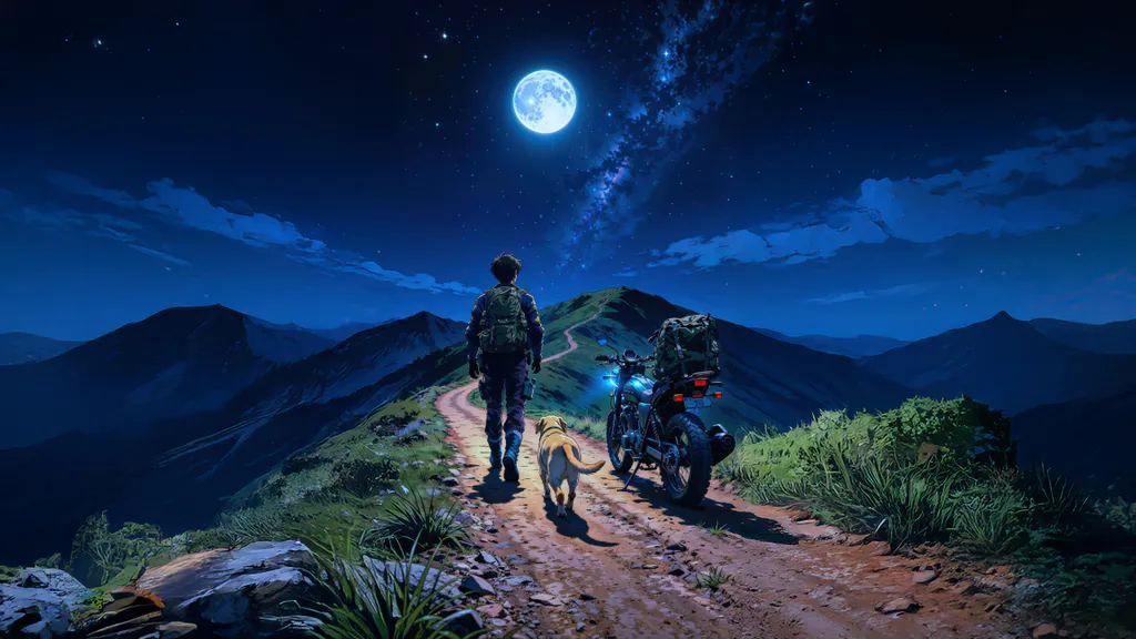 Шпалери для робочого столу: Нічна гірська подорож