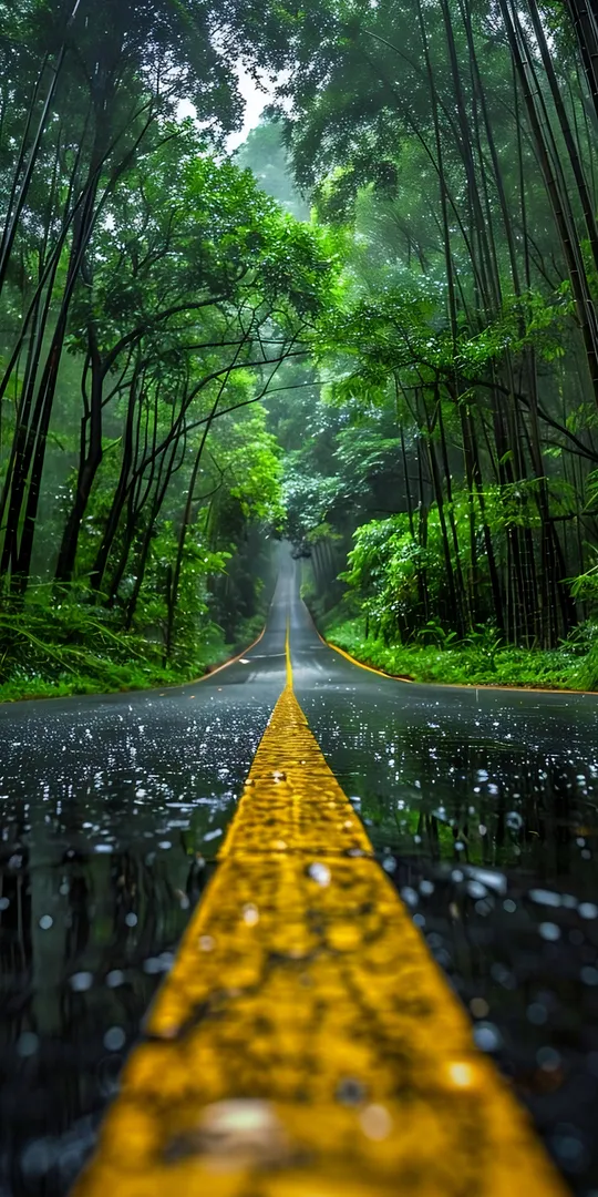 Шпалери на телефон: Дощова лісова дорога