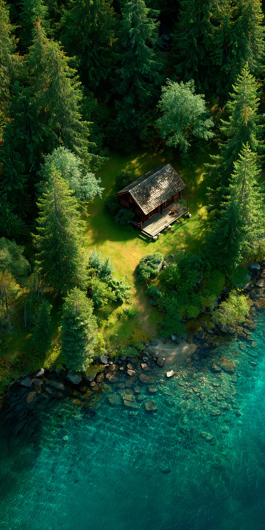 Шпалери на телефон: Відокремлений лісовий будиночок