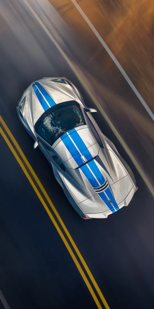 Шпалери на телефон: Сріблястий синій спортивний автомобіль