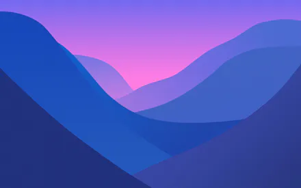 Фиолетовый, Розовый, Синий, Градиент, Минималистичный, Пейзаж, Цифровое искусство, Силуэты