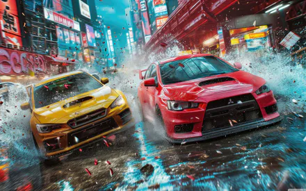 Маслкары, Дождливый всплеск, Огни города, Красная машина, Желтая машина, Высокоскоростная, Городские гонки