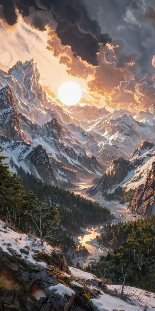 Шпалери на телефон: Сонячна альпійська долина