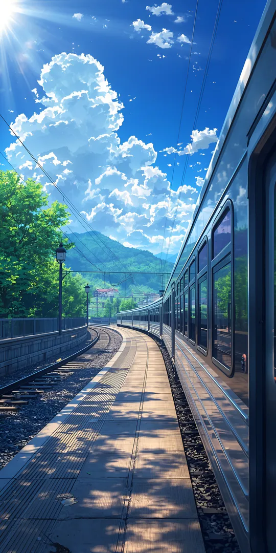 Обои на телефон: Солнечная поездка на поезде