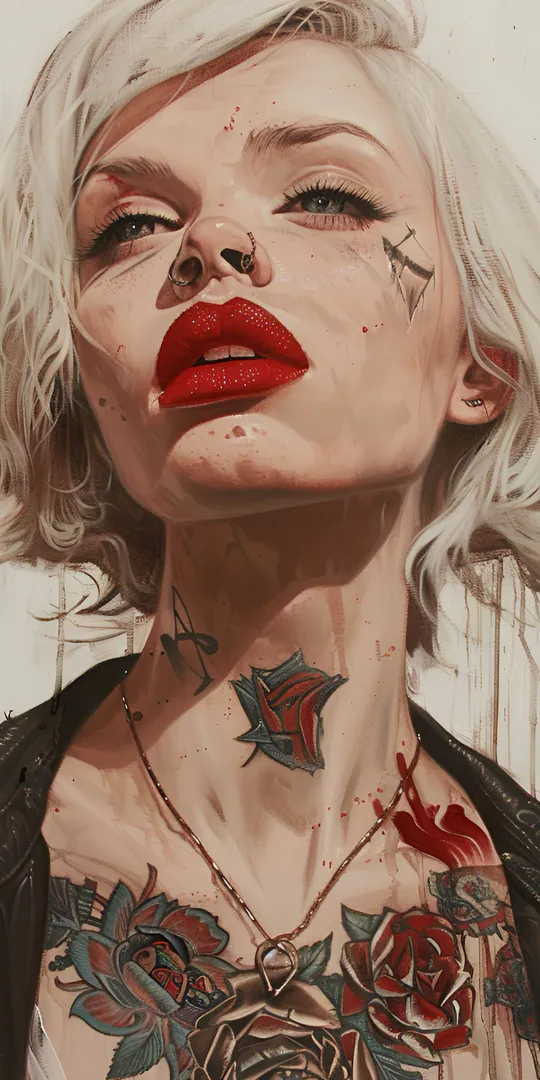 Обои на телефон: Татуированный женский портрет