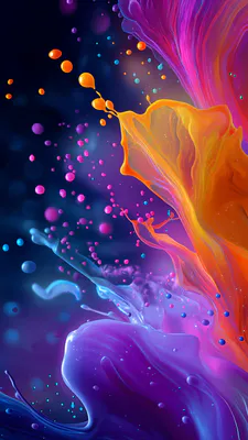 Аннотация, Красочные, Жидкость, Глянцевый, Фиолетовый, Оранжевый, Синий, Капельки, Сюрреалистический