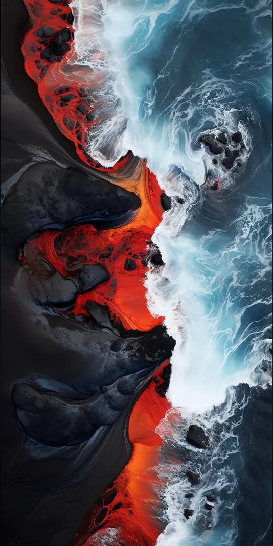 Обои на телефон: Столкновение вулканического океана