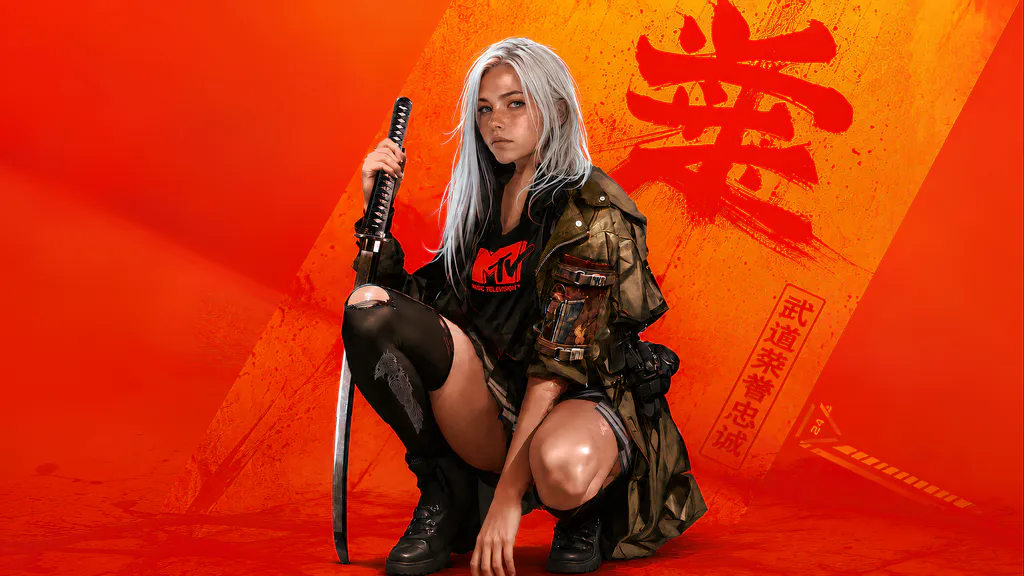 Desktop wallpaper: A girl with a katana
