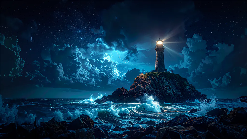 Desktop wallpaper: A lighthouse in the storm