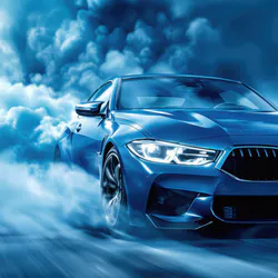 Темный BMW в лесу