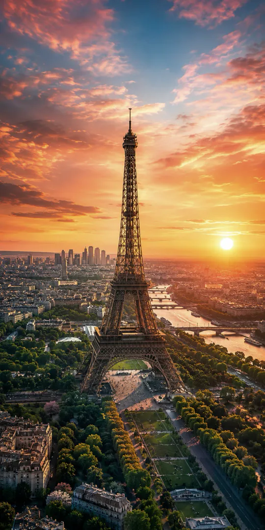 Phone wallpaper: Eiffel Tower in the west