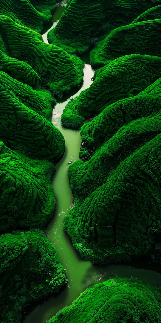 Phone wallpaper: Emerald Mossy Valley
