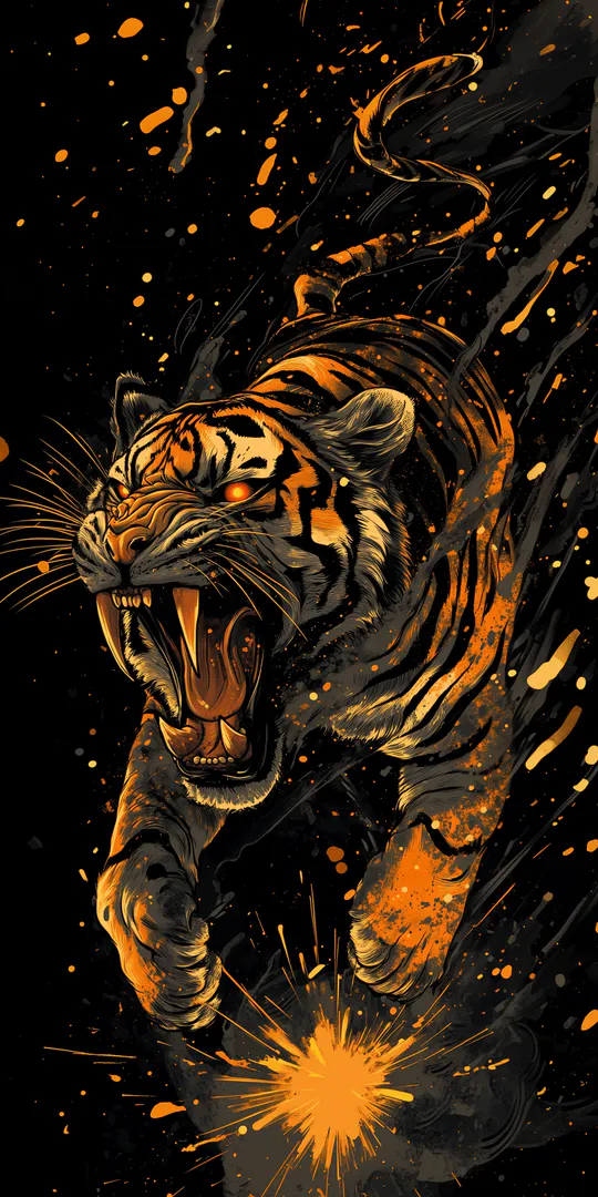 Phone wallpaper: Fire tiger
