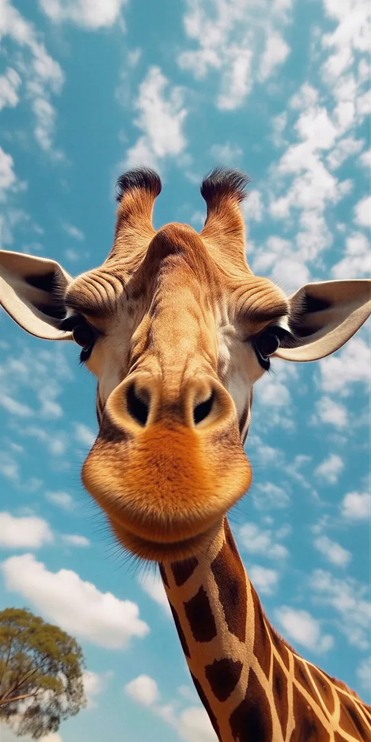 Phone wallpaper: Giraffe under the sky