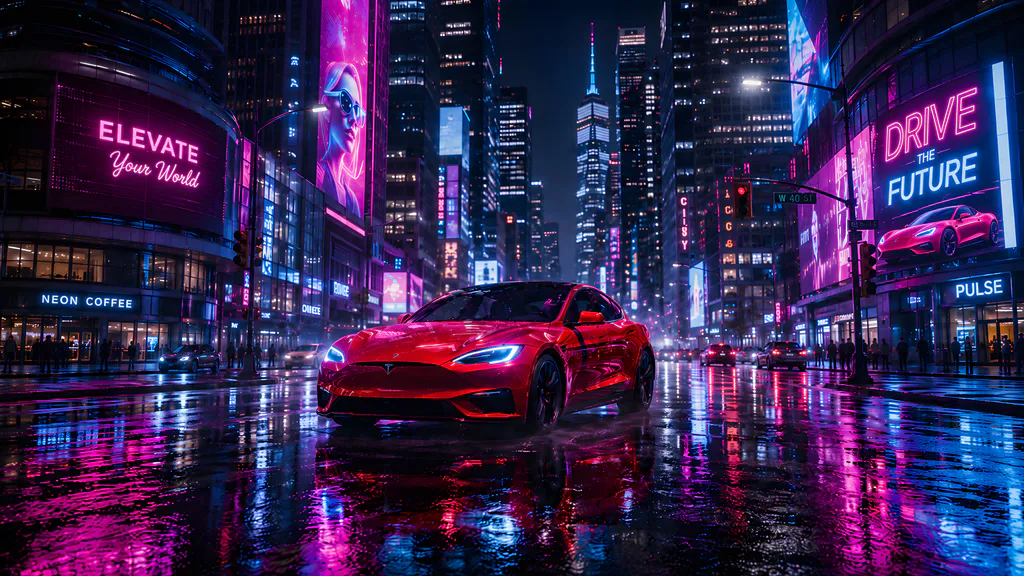 Шпалери для робочого столу: Неоновий Tesla вночі