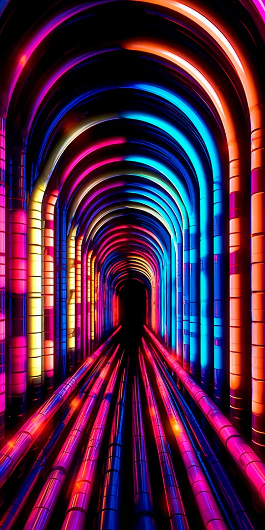 Phone wallpaper: Neon tunnel of light