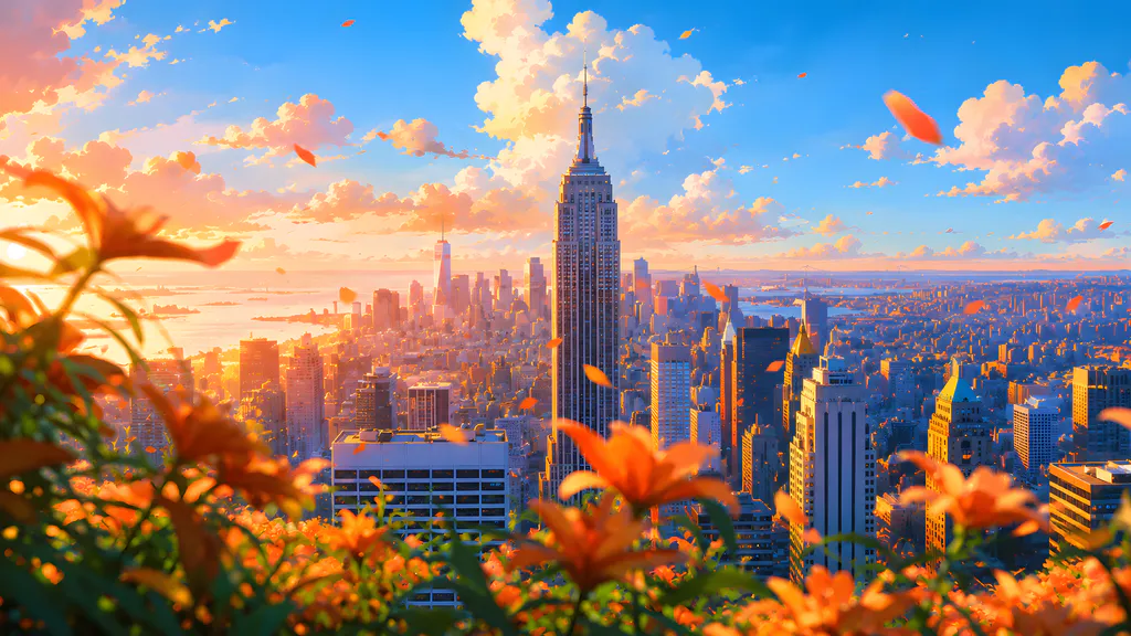 Desktop wallpaper: New York in flowers