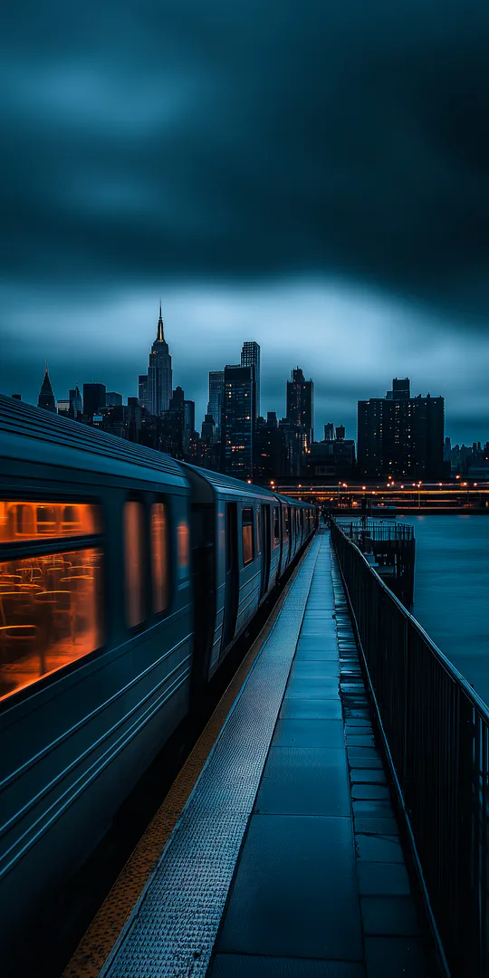 Phone wallpaper: New York night train
