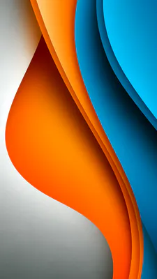Orange, Blue, Abstract Curves, Waves, Gradient, Contrast Colors, Geometric Abstraction