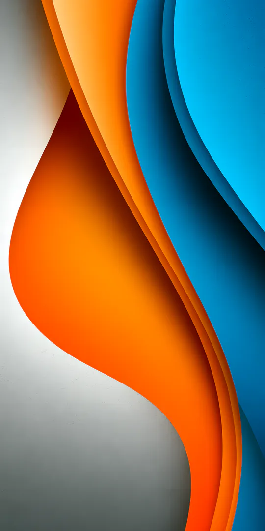 Phone wallpaper: Orange-blue curves