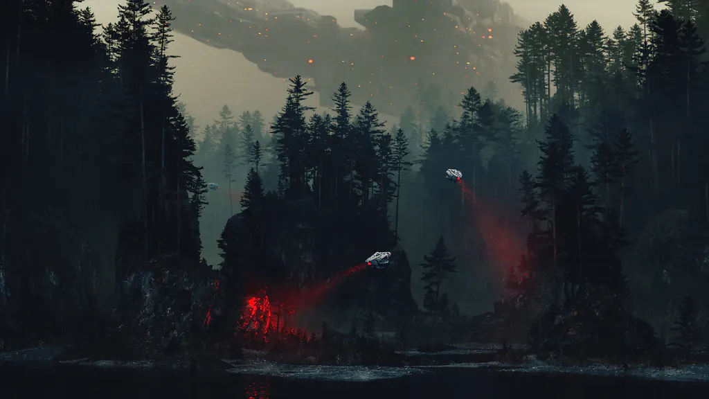 Desktop wallpaper: Space forest canyon